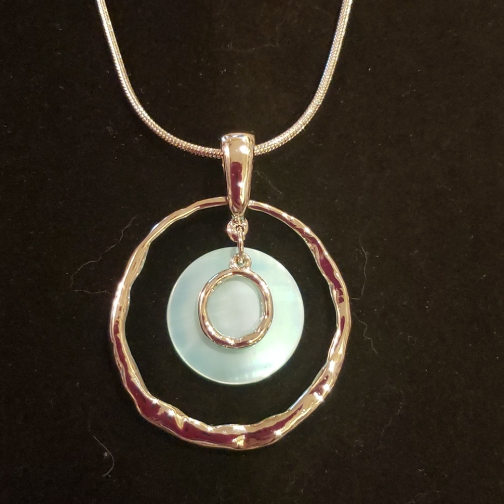 Lia Sophia Blue Shell Silver Ring Necklace